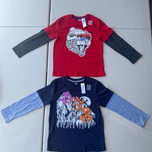 Old Navy Kids Long Sleeve Tees - 1/Red and 1/Navy (S 6-7) NWT 2- Shirts